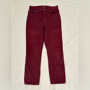 Everlane Women’s 90s Cheeky Jean Ankle Burgundy Red Cropped Cotton Size 26